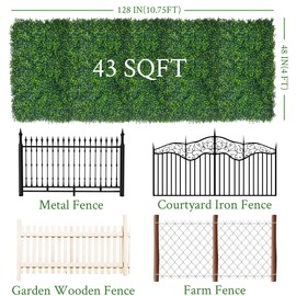DOPGIB Artificial Ivy Privacy Fence Screen:48"x 128" (43 SQFT) 4-Layer Leaf UV-Anti Faux Greenery Boxwood Backdrop Ivy Vine Leaf Fence Panels for Outdoor, Indoor, Garden,Backyard and Decor