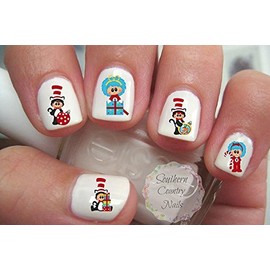 Holiday Christmas Cat in Hat Nail Art Decals