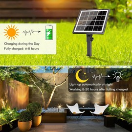 MEIKEE Solar Landscape Lights 6 in 1, 6V 6W Solar Spotlights Outdoor IP66 Waterproof 3 Brightness 2 Modes Path Lights for Pathway Landscape Garden Yard Wall (Warm White)