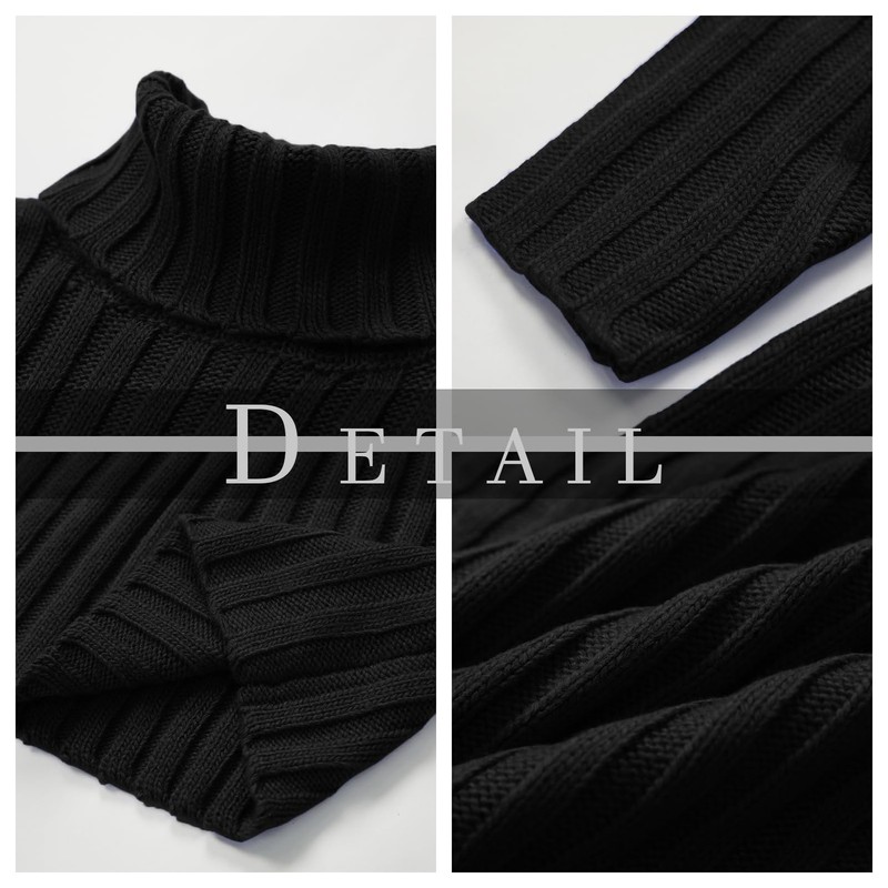 Runcati Men's Turtleneck Pullover Cable Knit Autumn Winter Chunky Knit