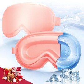 Mascarilla de ojos con gel refrescante 3D: mascarilla reutilizable para dormir fría, paquete de hielo para ojos con terapia de compresas frías y calientes para hinchazón, ojeras, ojos secos, d