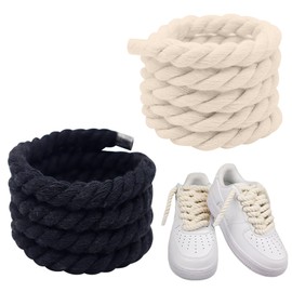 [Hnonoxy] Shoelaces, 0.3 inches (8 mm), Round Laces, Thick Shoelaces, Rope, 59.1 inches (150 cm), Length for Casual Shoes, Sports Shoes, Trainer, Boots, Handmade, DIY, Decorative, Laces, Braid, 2