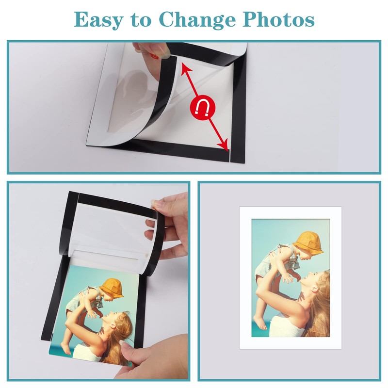CRUGLA 12 Packs 4x6 Magnetic Picture Frames for Refrigerator Locker,