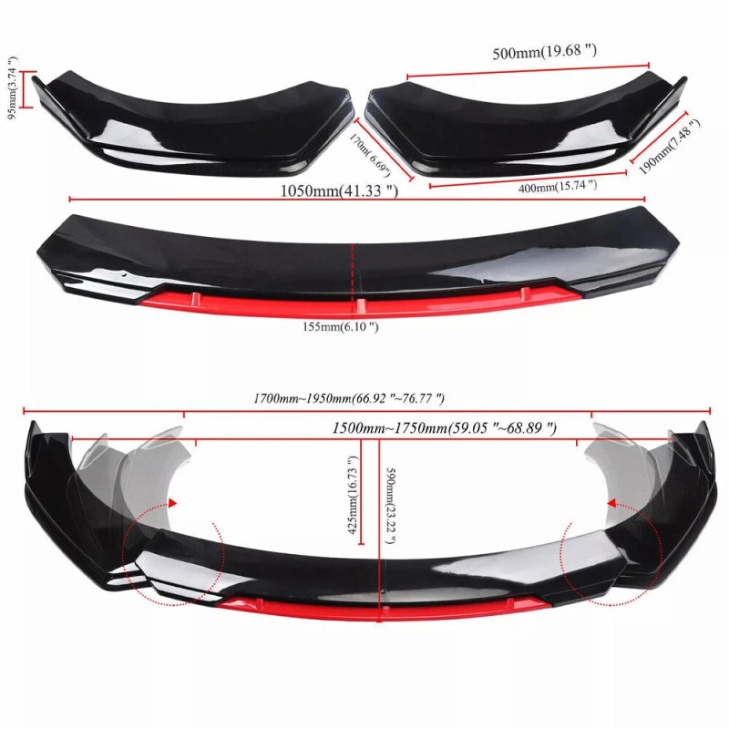 Unbranded For 2006-2014 Dodge Charger Front Bumper Lip Chin Splitter