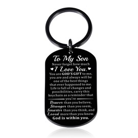 Cherish These to My Son, Easter Basket Stuffers For Teens Boys, Sons Keychain Gift from Mom Dad, 16th 18th 21st Birthday Gifts for Son, Easter Gifts for Kids, Mental Health Gift for 20 Year Old Boy