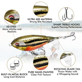 TRUSCEND Fishing Lures - Double Floating Rotating Tail Whopper Swimbaits Kit - Lifelike Teasers for Bass, Trout, Freshwater & Saltwater Fishing Gifts for Men