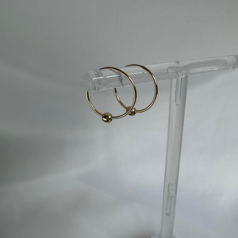 9ct Yellow Gold Hoop Earrings with 3mm Bead