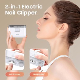 Elektrischer Nagelknipser, Nageltrimmer Nagelpolierer 2 in 1, Automatischer Elektrische Nagelknipserr 2 Geschwindigkeiten, Fingernagelknipser, Nagelfeile mit Licht, ManiküreSet Nagelknipser für Babys