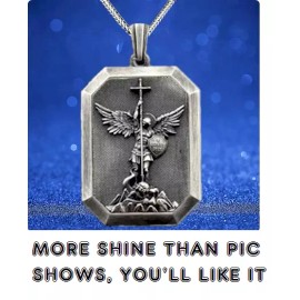 Fashion Jewelry ST MICHAEL ARCHANGEL ANGEL PROTECT Pendant On 28" 925 Sterling Silver Necklace