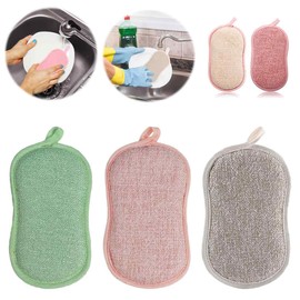 Pack of 3 Kitchen Sponge Scouring Sponge, Microfibre Kitchen Sponge, Washable for Reusing, Cleaning Sponge, Kitchen Sponge, for Sinks, Dishes, Cookers, Kitchen