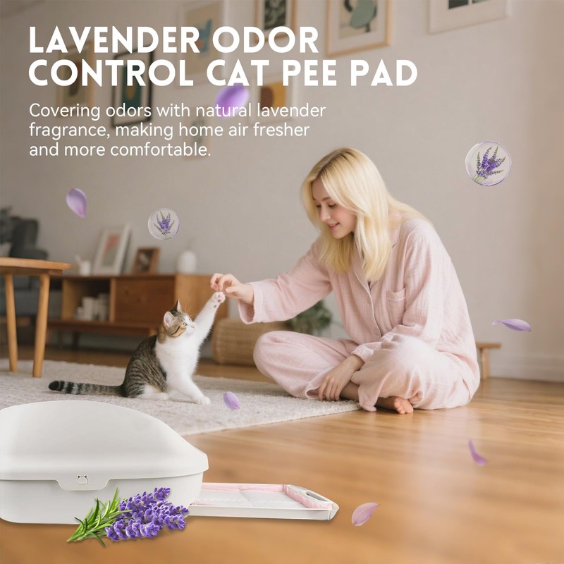 LUPENAN Cat Pee Pads,Super Absorbent,Odor Control with Lavender Scent,Multi Cat,16.9"x11.4"