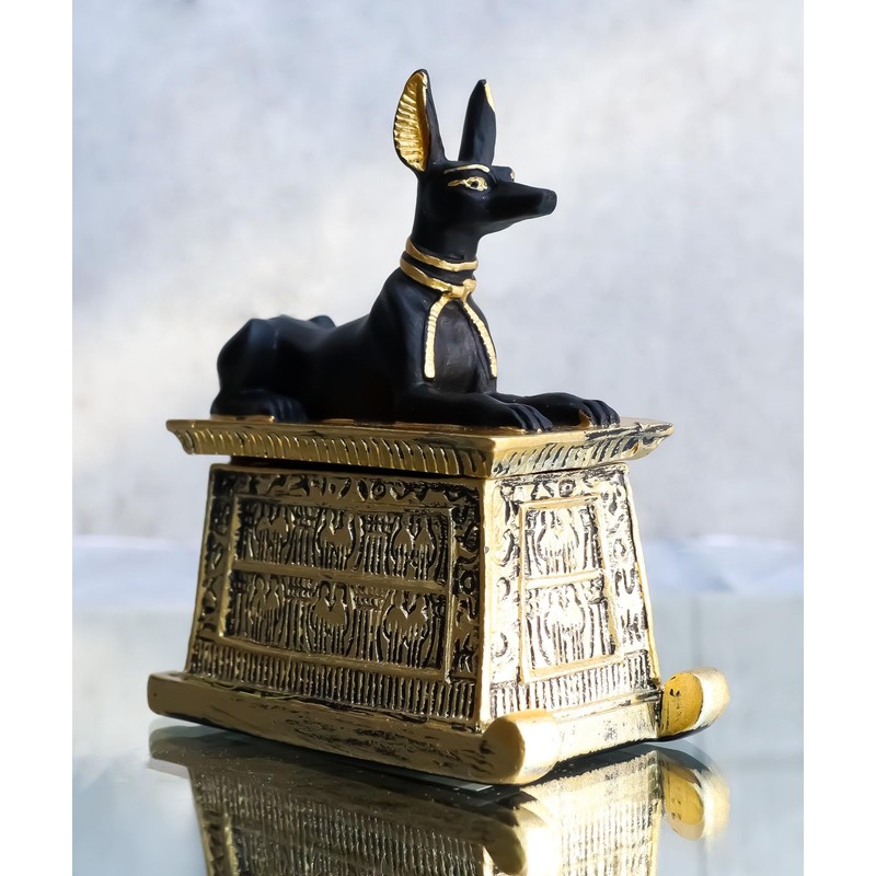 Ebros Gift エブロス エジプトの神 象形文字 アヌビス 犬 エジプトのミニチュア カルトゥーシュ ボックス