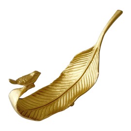 Pasiir Small Leaf Shaped Trinket Dish, Decorative Gold Jewelry Dish Tray, Ring Hodler Dish Jewelry Organizer