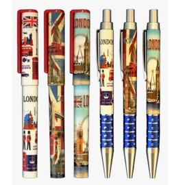Pens Set of 12 Famous London Icons Pictures Design UK London British Souvenir Union Jack Collectable Gift
