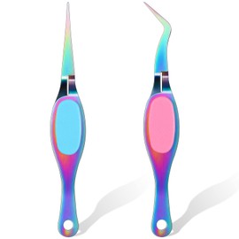 Reverse Tweezers Craft Tweezers Crossing Lock Tweezers Reverse Grip Precision Curved Bent Straight Tweezers Fine Tip for Craft Jewelry Beading Electronic Laboratory Work (Multi-color)