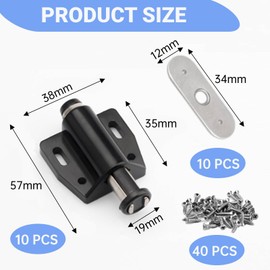 JALEVID Magnetic Push Door Opener, Pack of 10, Magnetic Catch Cupboard Push to Open, Magnetic Door Catch, Double Magnetic Push Catch for Cabinet Doors, Bookcases, Drawers