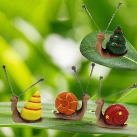 Norhogo Pack of 4 Decorative Garden Snail Figures, Resin Snails Garden Decorative Figures, Snail Garden Figures & Garden Statues, Animal Ornament Garden Figure for Garden, Outdoor, Balcony, Patios