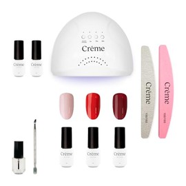 Kit de Uñas de Gel Crème Nails | Kit Básico con Lámpara LED/UV 48W y 3 Esmaltes Semipermanentes de 5ml c/u | Alta Pigmentación y Larga Duración | Vega