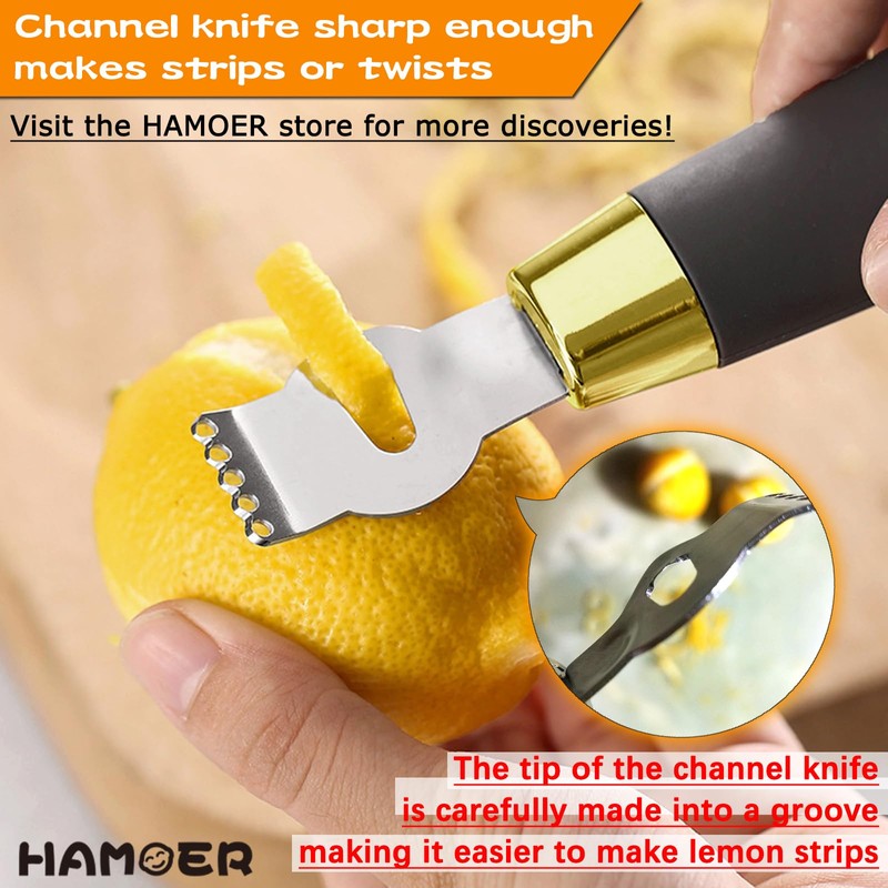 HAMOER Vegetable Citrus Lemon fruit Potato Peeler Zester Channel Knife