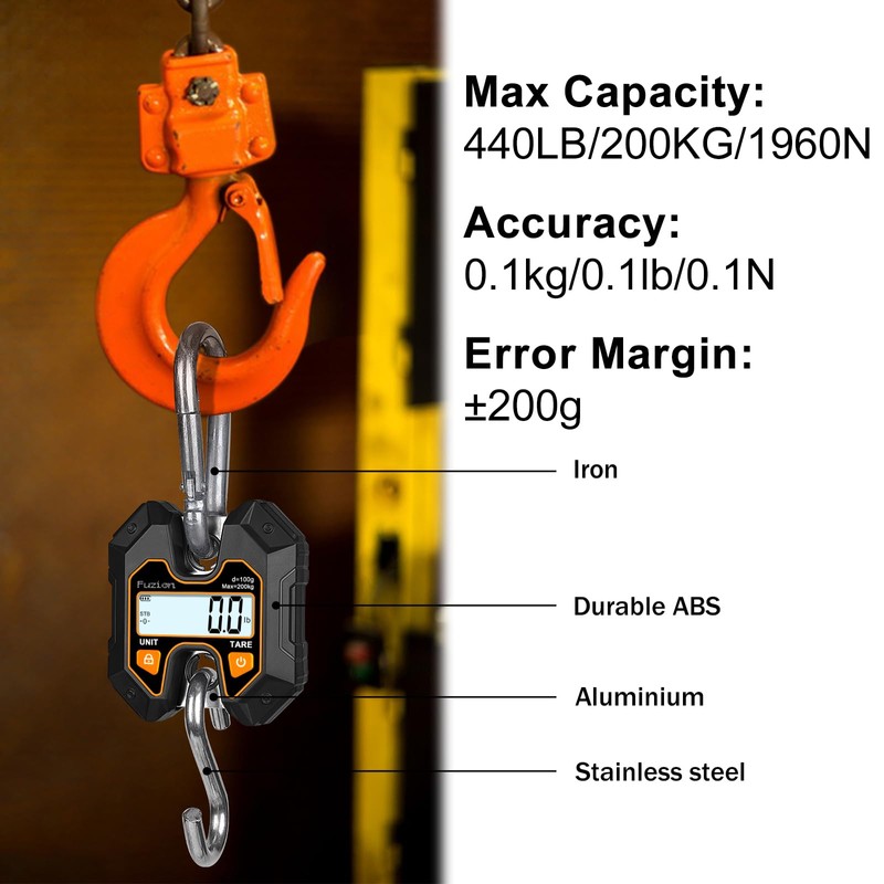 Fuzion Mini Crane Scale - Hanging Scale 440lb/200kg/1960N, Deer Scale