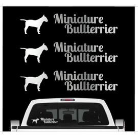 siviwonder Miniature Bull Terrier Mini Bully Sticker Set of 3 Dog Stickers Dog Motif Foil Colour Silver Size 20 cm
