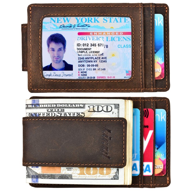 kinzd Money Clip, Front Pocket Wallet, Leather RFID Blocking Strong