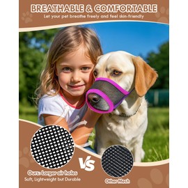 Dog Muzzle, Soft Air Mesh Muzzle for Small, Medium & Large Dogs, Anti-Biting, Barking, Chewing, Breathable, Drinkable, Adjustable Loop, Suitable for German Shepherd, Husky, Labrador Retriever-Purple,L