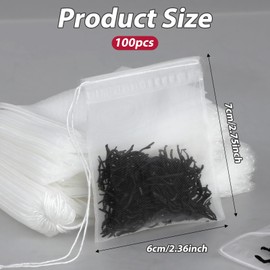 100 Pcs Loose Tea Bags Tea Filter Bags Disposable Tea Bags for Loose Leaf Tea Mesh Small Drawstring Empty Tea Bags for Coffee, Herbs, Spice Sachet, Bath Cooking 2.36 x 2.75 Inch
