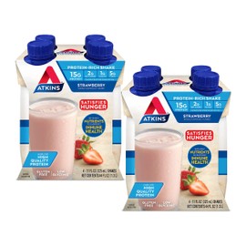 (2 Pack) Atkins, Strawberry Shake, 4 Count per Pack, 11 Oz. Containers