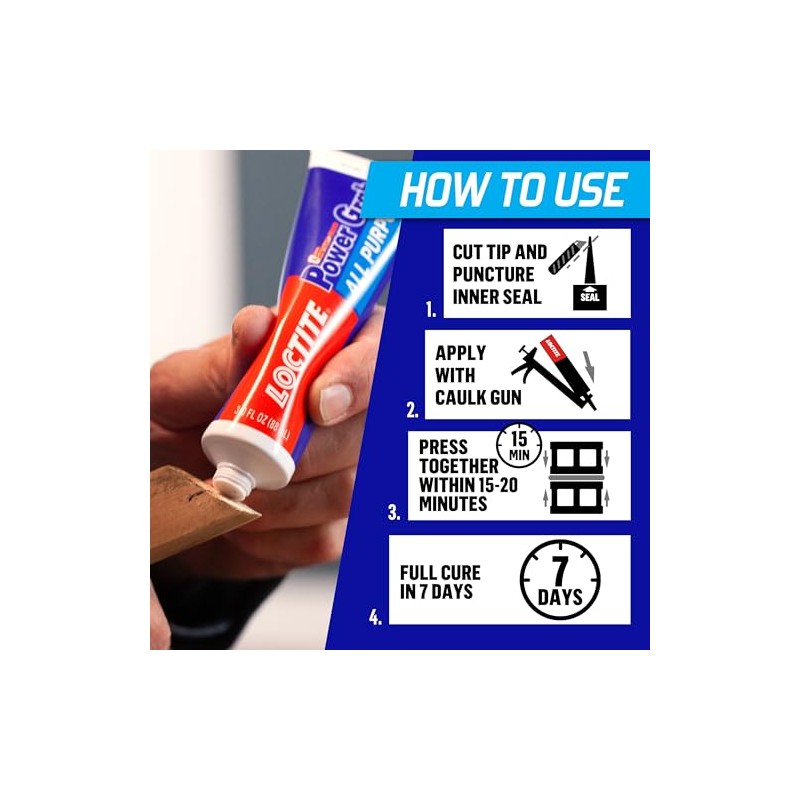 Loctite Power Grab Express All Purpose Construction Adhesive, White, 3
