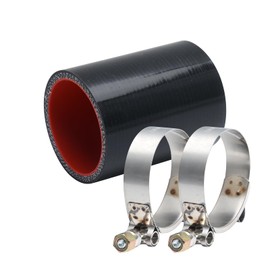 Automotive universal silicone hose, Straight Hose, 2" (51 mm) ID, 3" (76 mm) length, 0.18" (4.5 mm) wall thickness, reinforced design withstands up to 80 PSI pressure with 2PCS T-Bolt Clamps