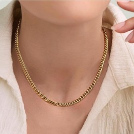 KRKCLIFE 3MM Chain Necklace for Women Men 20", 14K Gold Plated/Stainless Steel Cuban Link Curb Chain Necklaces, Cool Style Anti-Allergies, Durable No Fading
