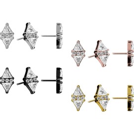 PIERCINGLINE Titanium Attachment with Push Pin Crystal Diamond without Labret Stud Piercing Nose Ear Choice of Colours, Titanium