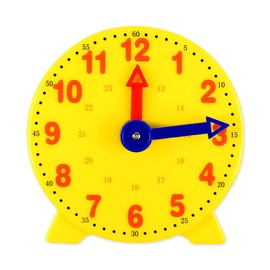 Lotsdonxia 24-Hour Teaching Clock Colourful Graphic Educational Clock for Children 10cm Diameter for Enhanced Time-Telling Skills (Yellow)