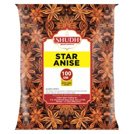 Shudh Star Anise Seeds 100 gm(3.5oz), Whole Chinese Star Anise Pods, Sun Dried Anise Star Spice, Anis Estrella/Badian Khatai/Illicium Verum, Widely Used for Baking, Cooking, and Tea