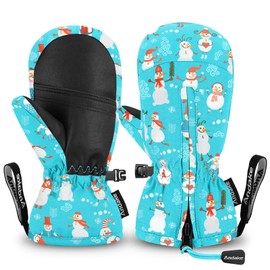 Andake Kids Ski Mittens Gloves Waterproof&Breathable Winter Warm Snow Gloves for Ages 1-10 Toddler Baby Girls and Boys(Snowman,XXXS(Fits 2-4Y))