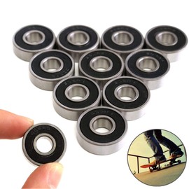 Ball Bearings, Double Shielded Deep Groove Ball Bearings, Pack of 10 608-2RS Ball Bearings on Both Sides with Black Rubber Sealed Deep Groove Ball Bearings for Skateboard, Scooter, Inline Skates