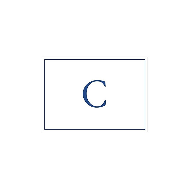 Caspari Navy Embossed Initials Boxed Note Cards in Letter C,