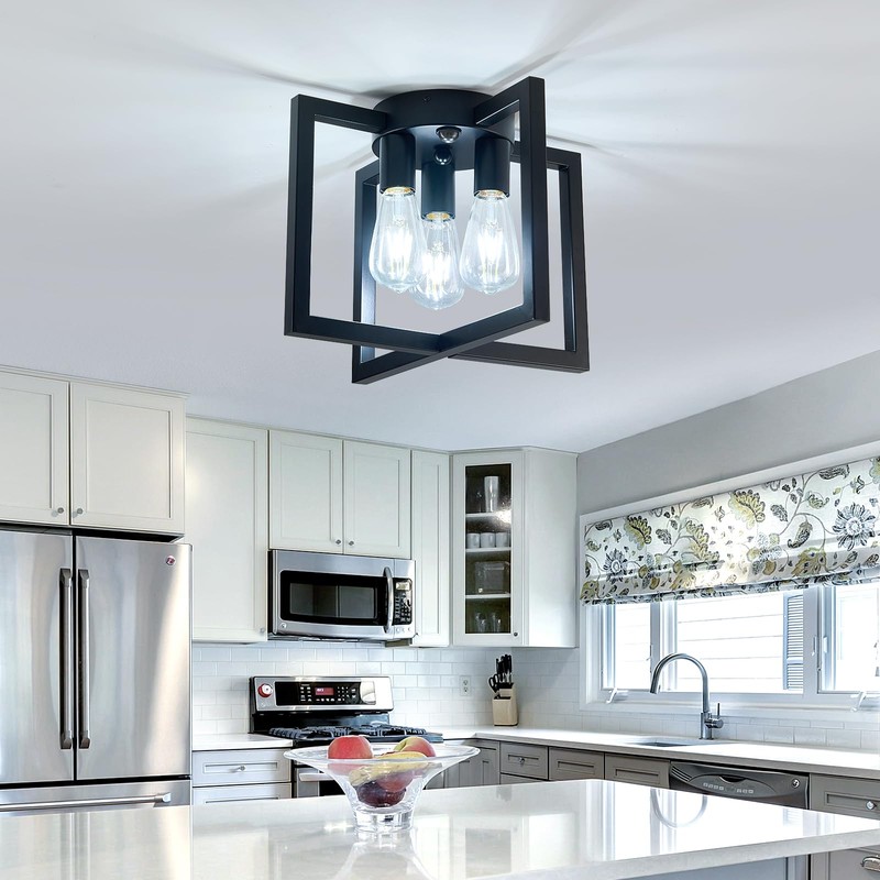 ZGLAOJT Motion Sensor Ceiling Light Fixture 3-Lights Semi Flush Mount