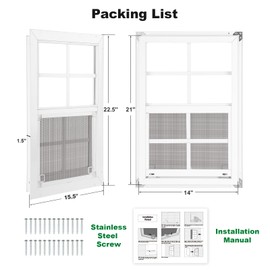 21”×14” Shed Window, Flush Mount Window with Clear Tempered Glass, Household Metal Sliding Window, Small Window for Shed Replacement Barn Garage Basement Greenhouse Poultry Pet Cabin Treehouse, 2 Pack