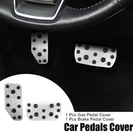 MACHSWON 2pcs Aluminum Alloy Car Foot Gas Brake Pedal Cover Automatic Transmission for Subaru Forester 2019-2022 Anti Slip No Drilling Pedals Silver Tone