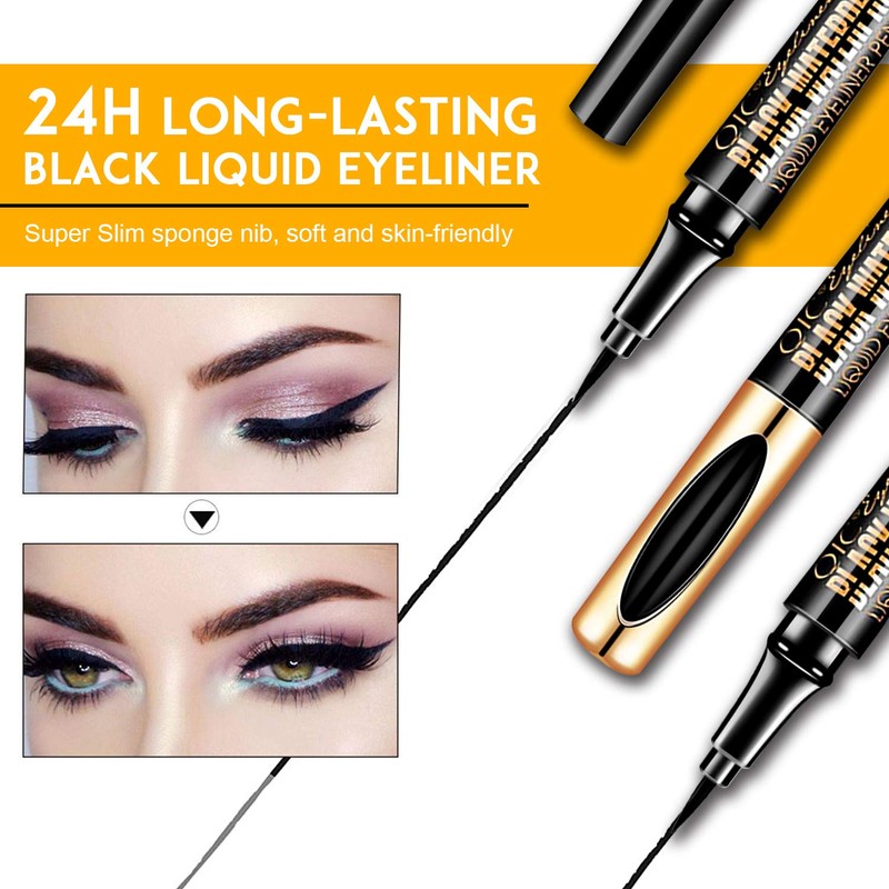Magic Liquid Eyeliner, Black Waterproof Eye Liners, Long-Lasting, Sweatproof and