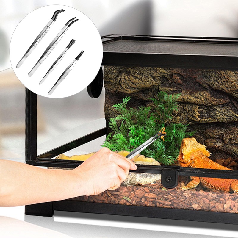 Xugoox 4Pcs Rubber Tipped Tweezers, Bent and Straight Flat Tip