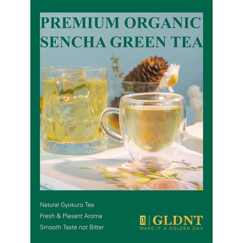GLDNT Organic Sencha Tea, Shade Grown Gyokuro Green Tea Loose