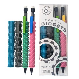 Gyre & Gimble Pencil Gidgets – Textured Silicone Pencil Sleeve for Quiet Fidgeting – Transform Your Mechanical Pencil into a Sensory ADHD Tool for Kids and Adults – 4 Sleeves & 2 Pencils