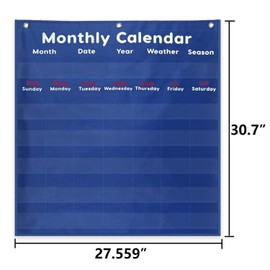 Mewise Monthly Calendar Pocket Chart Classroom,Mont