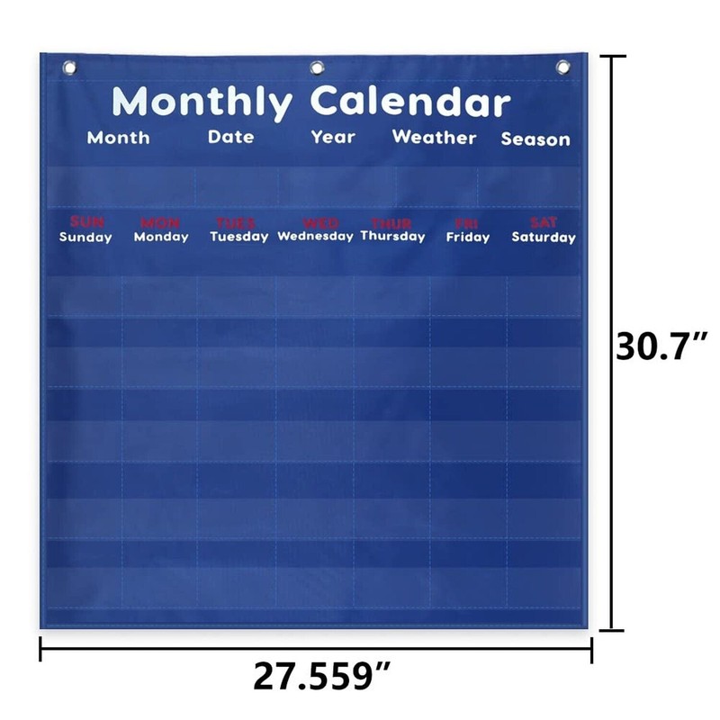 Mewise Monthly Calendar Pocket Chart Classroom,Mont