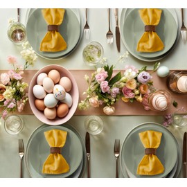 Ruvanti Cloth Napkins Set of 12, 18x18 Inches Napkins Cloth Washable, Soft, Durable, Absorbent, Cotton Blend. Table Dinner Napkins Cloth for Hotel, Lunch, Restaurant, Wedding Event, Parties - Mustard