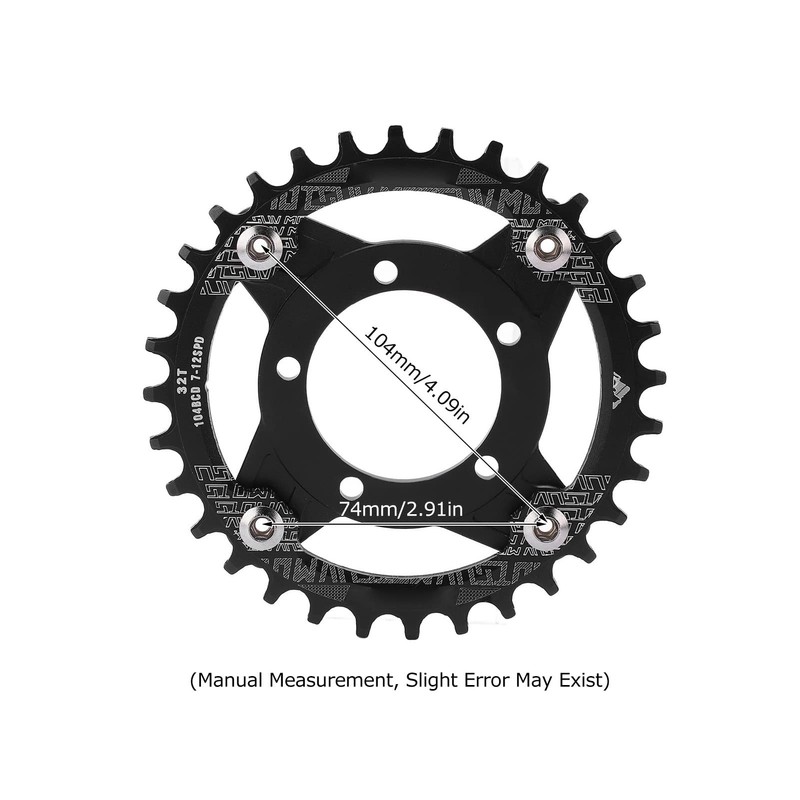 Keenso 104BCD Chainring, 32T Chainring Mid Drive Chainring Adapter Aluminum