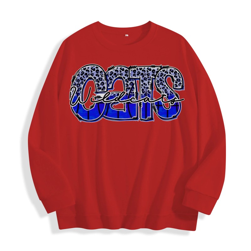 Wildcats Leopard Blue Graphic Crewneck Sweatshirt, US Warehouse, 6 ColorsSize: